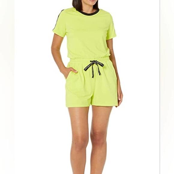 Calvin Klein Women's Shoulder LOGO Shorts ROMPER Lime Lime Green plus size 2X 3X - Picture 1 of 13